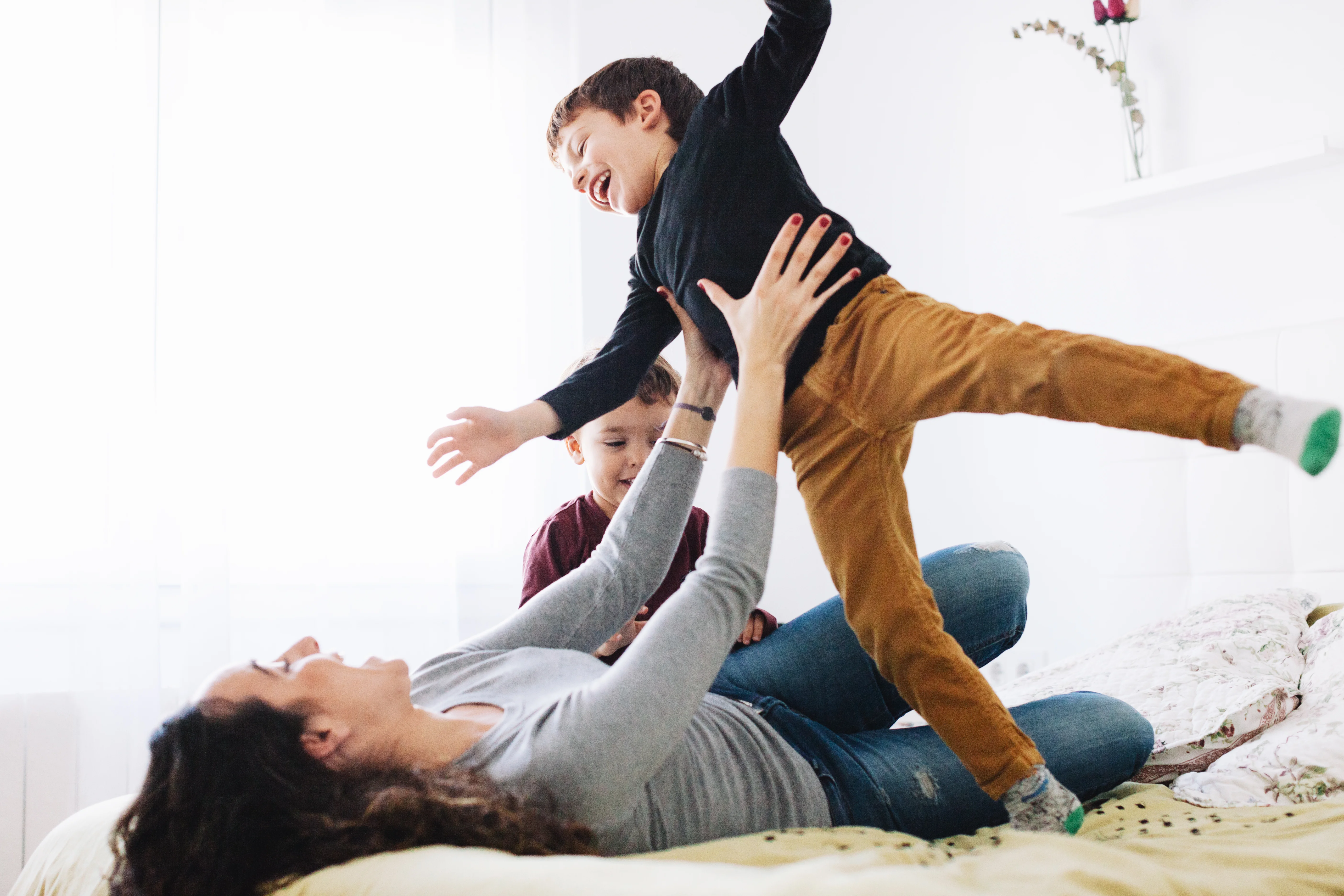 A mother holding a child