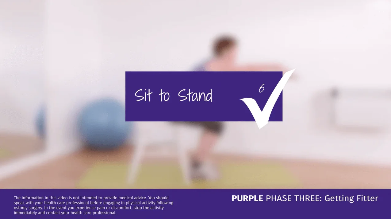 A video thumbnail of 'Purple Phase Three - Sit to Stand'