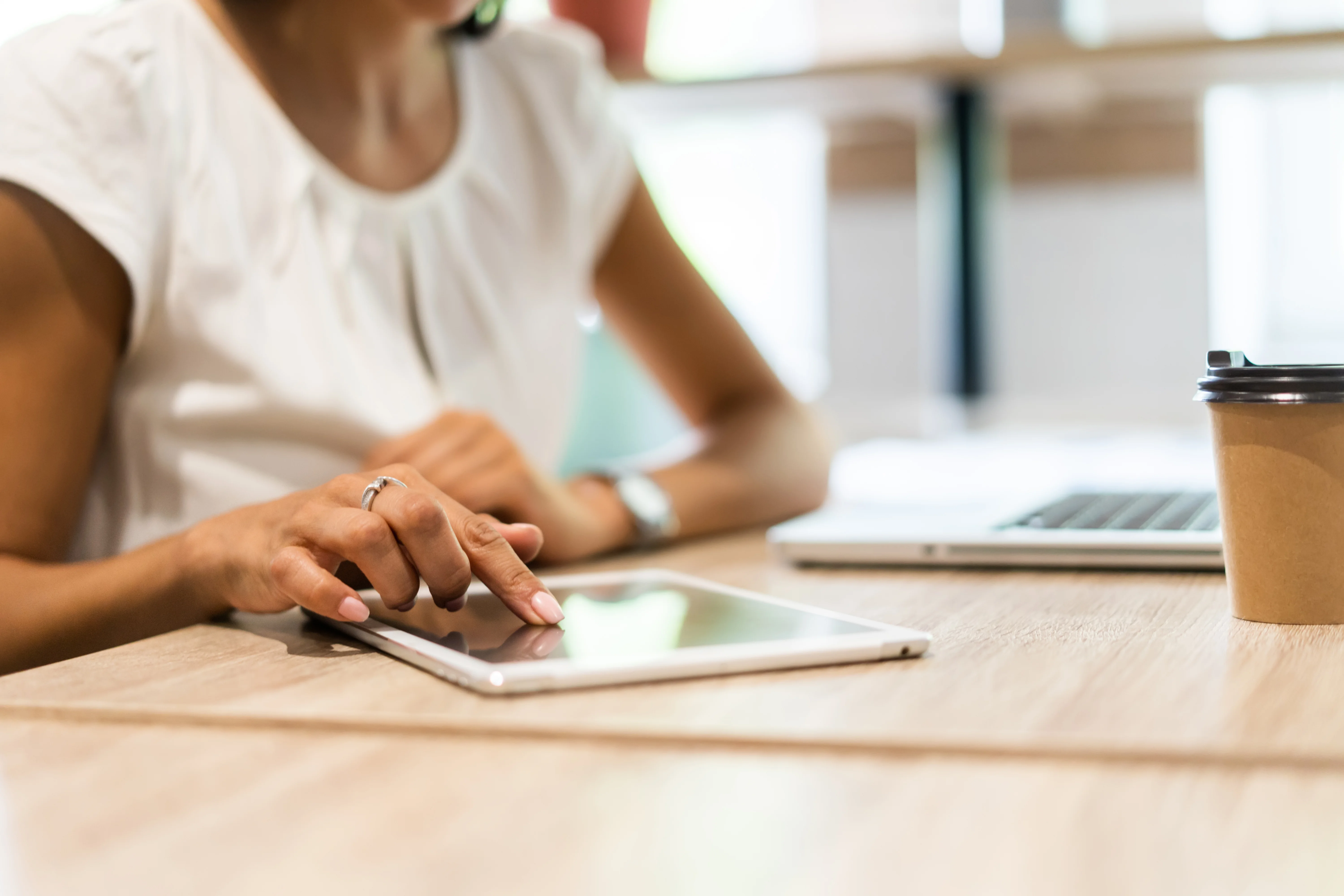 a person using a tablet